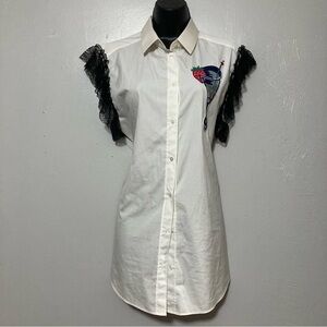 Dolce and Gabbana Martini embellished and Lace Accented Button Up Top